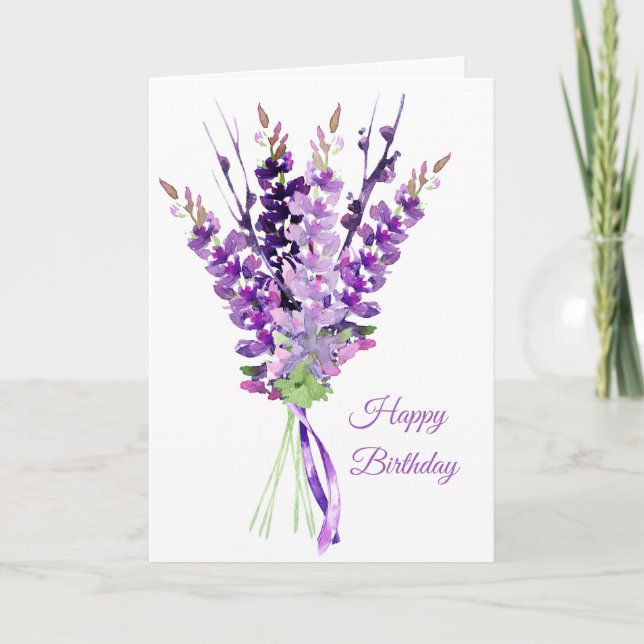Tarjeta de cumpleaños Lavender Bouquet (Anverso)
