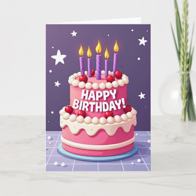 Tarjeta de cumpleaños Lavender Star (Anverso)