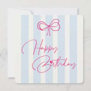 Tarjeta de cumpleaños lazos rosados rayas
