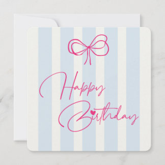 Tarjeta de cumpleaños lazos rosados rayas