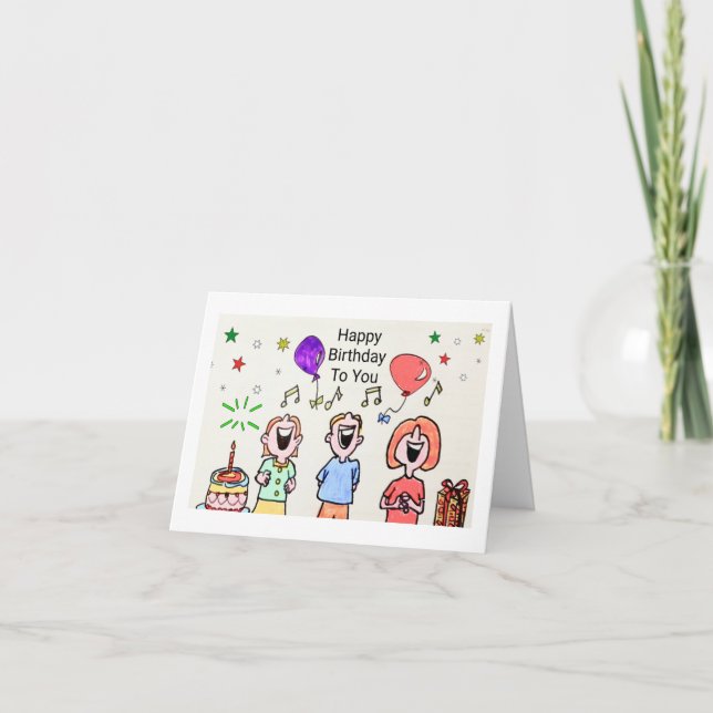 TARJETA DE CUMPLEAÑOS - LE CANTA FELIZ CUMPLEAÑOS (Anverso)