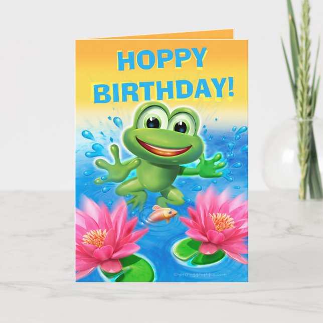 Tarjeta de cumpleaños Leap Frog personalizado (Anverso)