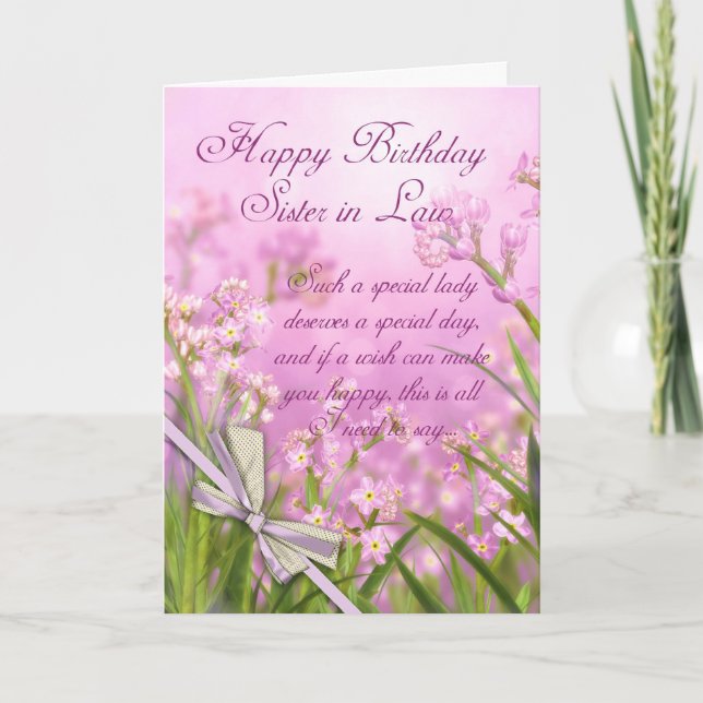 Tarjeta de cumpleaños legal para hermana - Floral  (Anverso)