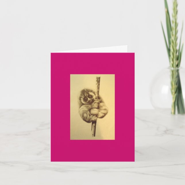 Tarjeta de cumpleaños lenta de Loris - rosa (Anverso)