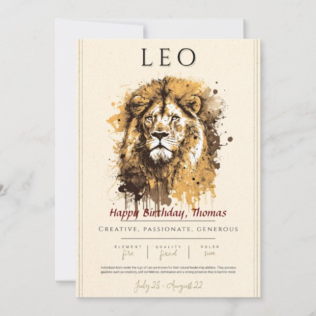 Tarjeta de cumpleaños LEO para la firma de la estr (Anverso)