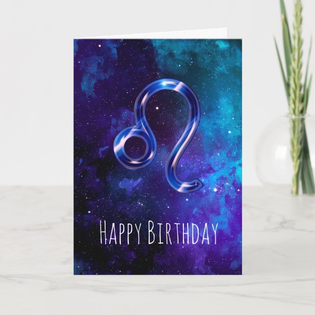 Tarjeta de cumpleaños León del Espacio Azul (Anverso)