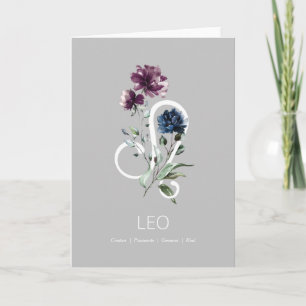 Tarjeta de cumpleaños León Floral Zodiac Estrella 