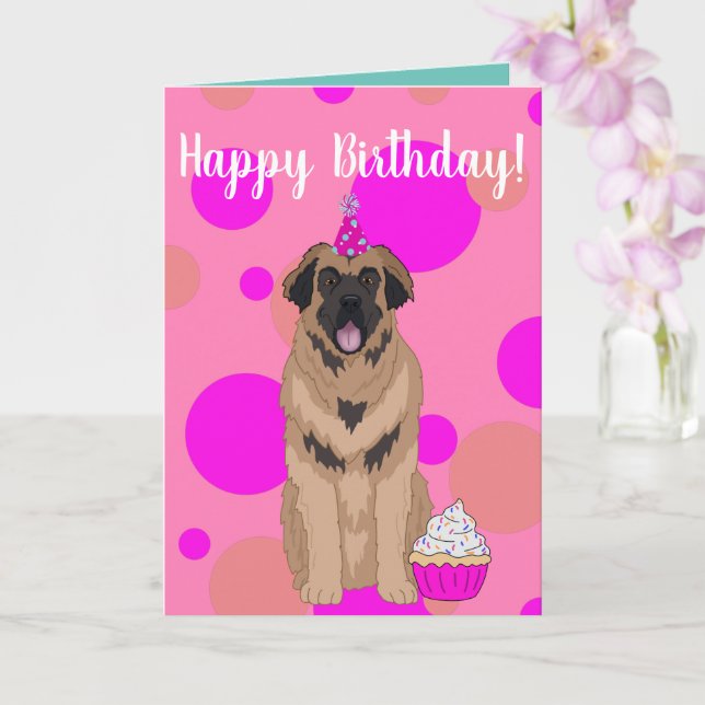 Tarjeta de cumpleaños Leonberger (Orquídea)