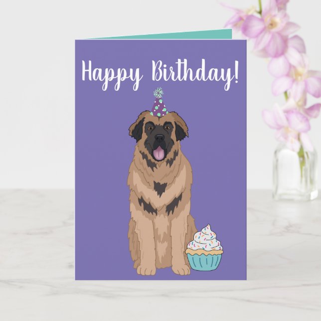 Tarjeta de cumpleaños Leonberger (Orquídea)
