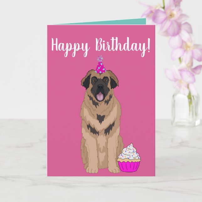 Tarjeta de cumpleaños Leonberger (Orquídea)