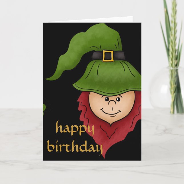 Tarjeta de cumpleaños Leprechaun Happy March (Anverso)