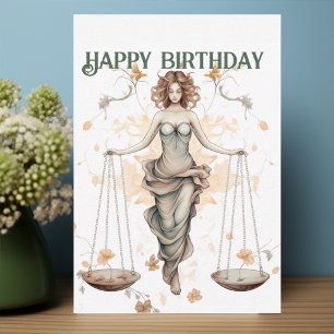 Tarjeta de cumpleaños Libra Zodiac