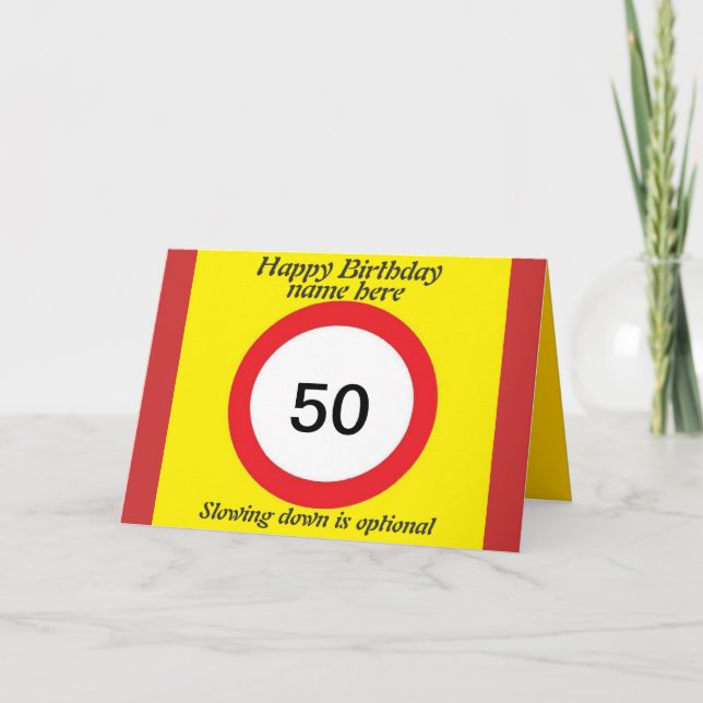 Tarjeta de cumpleaños límite de velocidad 50.ª eda (Anverso)