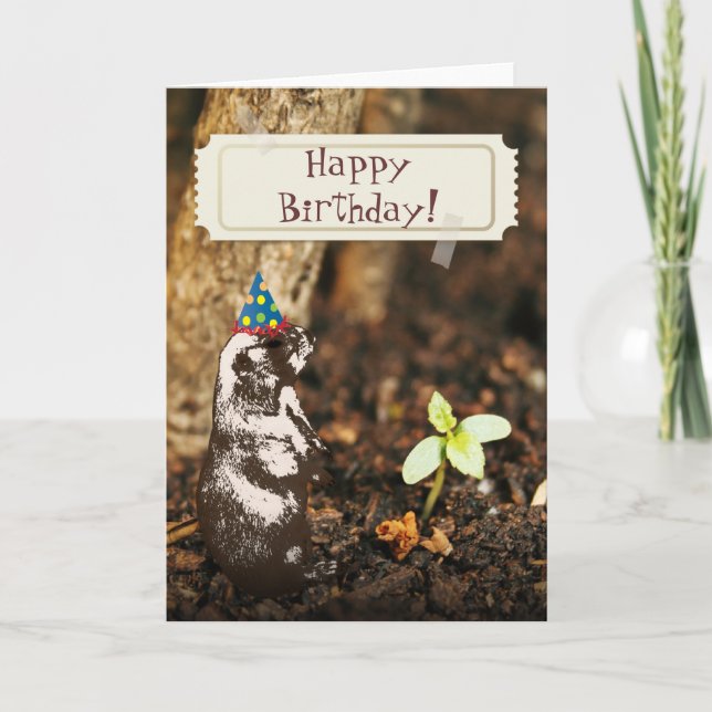 Tarjeta de cumpleaños linda de Groundhog (Anverso)