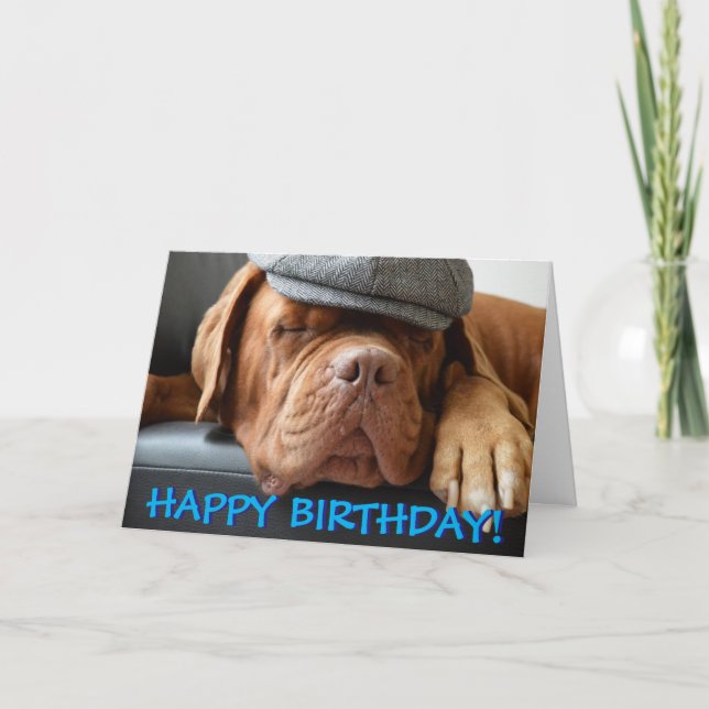 Tarjeta de cumpleaños linda de la foto de dogue de (Anverso)