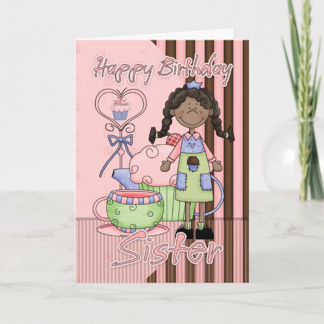 Tarjeta de cumpleaños linda de la hermana - (Anverso)