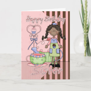 Tarjeta de cumpleaños linda de la hermana -