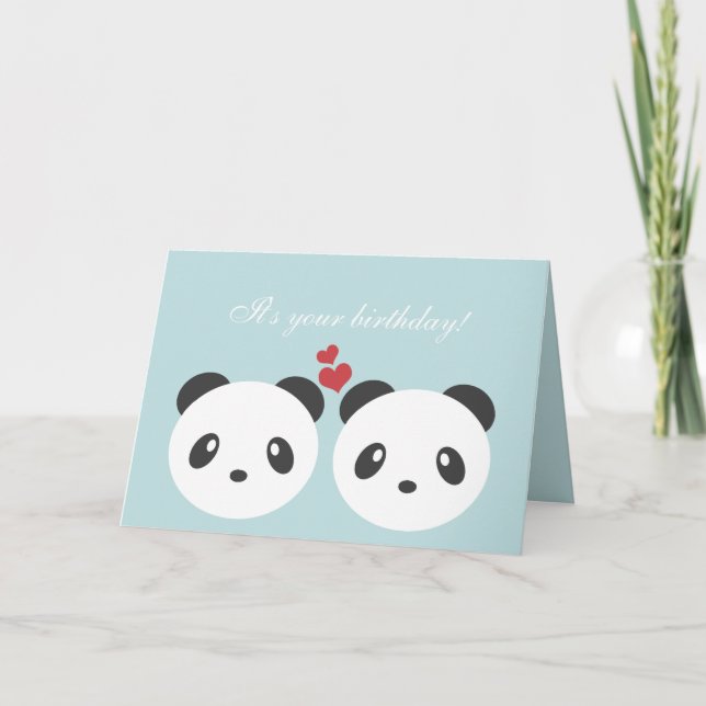 Tarjeta de cumpleaños linda de la panda (Anverso)