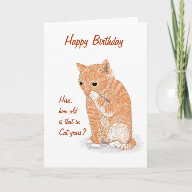 Tarjeta de cumpleaños linda del gatito (Anverso)