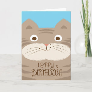 Tarjeta de cumpleaños linda del gato de Stripey