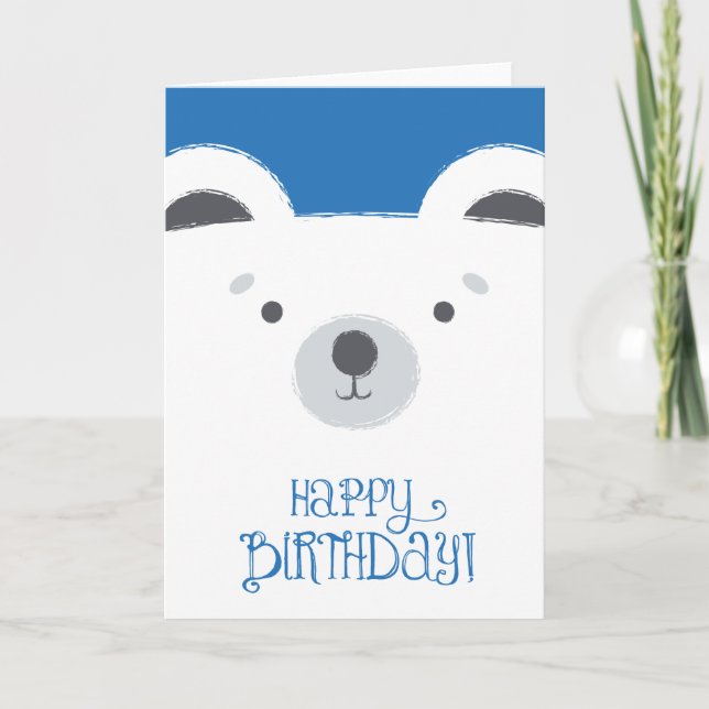 Tarjeta de cumpleaños linda del oso polar (Anverso)