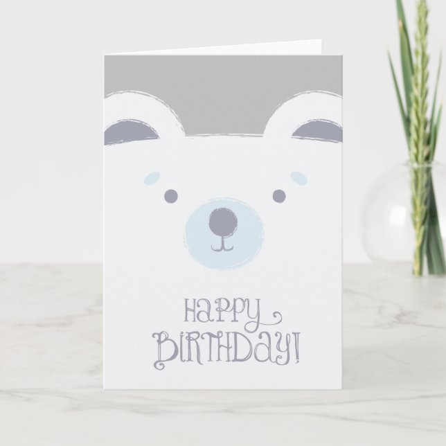 Tarjeta de cumpleaños linda del oso polar (Anverso)