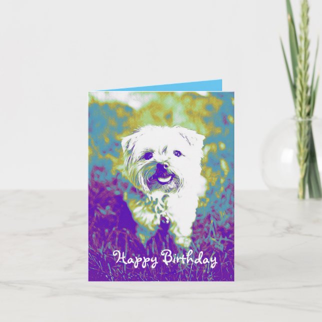 Tarjeta de cumpleaños linda del perro (Anverso)