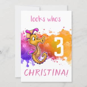 Tarjeta de cumpleaños linda del Seahorse
