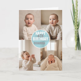 Tarjeta de cumpleaños linda para 4 fotos para cual