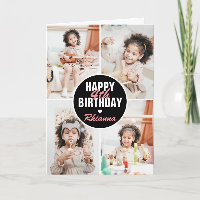 Tarjeta de cumpleaños linda para foto, cualquier e (Anverso)