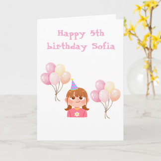 Tarjeta de cumpleaños linda para niñas de 5 años