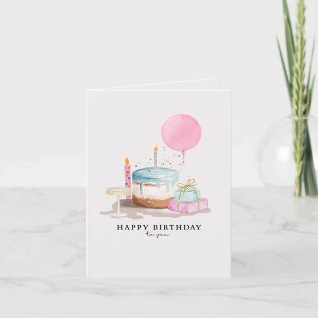 tarjeta de cumpleaños linda y minimalista. (Anverso)