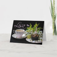 Tarjeta De Cumpleaños Lisa Con Té Y Flores