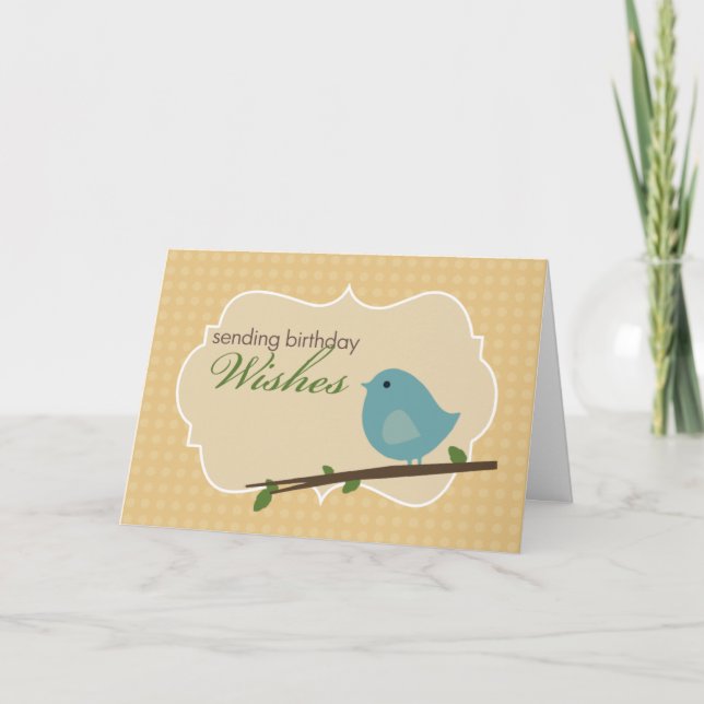 Tarjeta de cumpleaños Little Blue Bird (Anverso)