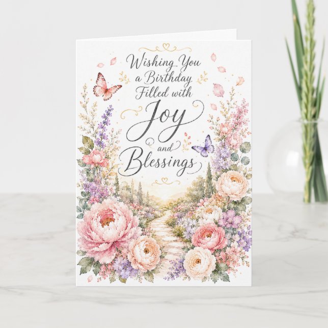 Tarjeta de cumpleaños llena de alegría y bendicion (Anverso)