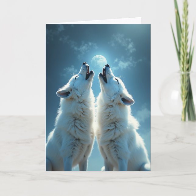 Tarjeta de cumpleaños Lobo Luna Mística (Anverso)