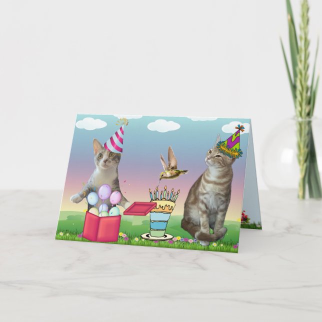 Tarjeta de cumpleaños loca de gato (Anverso)