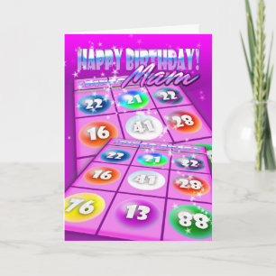Tarjeta de cumpleaños loca del bingo de Mam