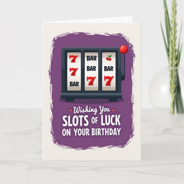 Tarjeta de cumpleaños Lucky Birthday Slots (Anverso)