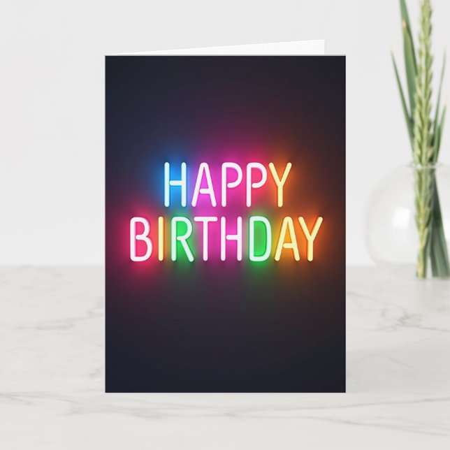 Tarjeta de cumpleaños luminosa de celebración (Anverso)