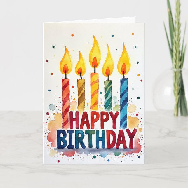 Tarjeta de cumpleaños luminosa festiva (Anverso)