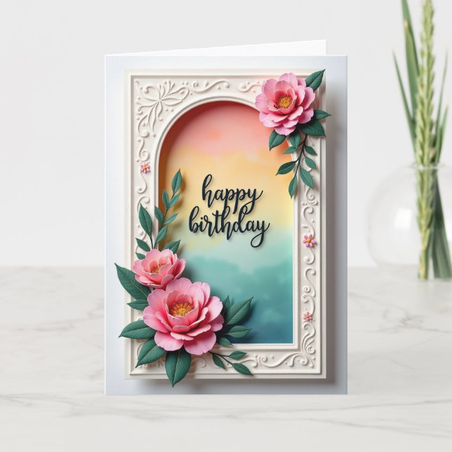 Tarjeta de cumpleaños Luxury Blossom (Anverso)