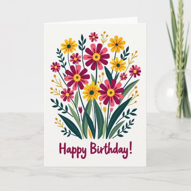 Tarjeta de cumpleaños Magenta Bloom (Anverso)