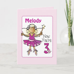 Tarjeta de cumpleaños mágica Ballerina de 3 años p