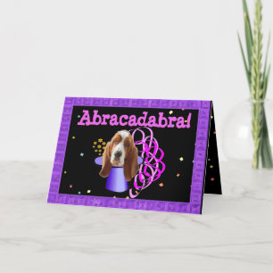 Tarjeta de cumpleaños "mágica" con hongo basset