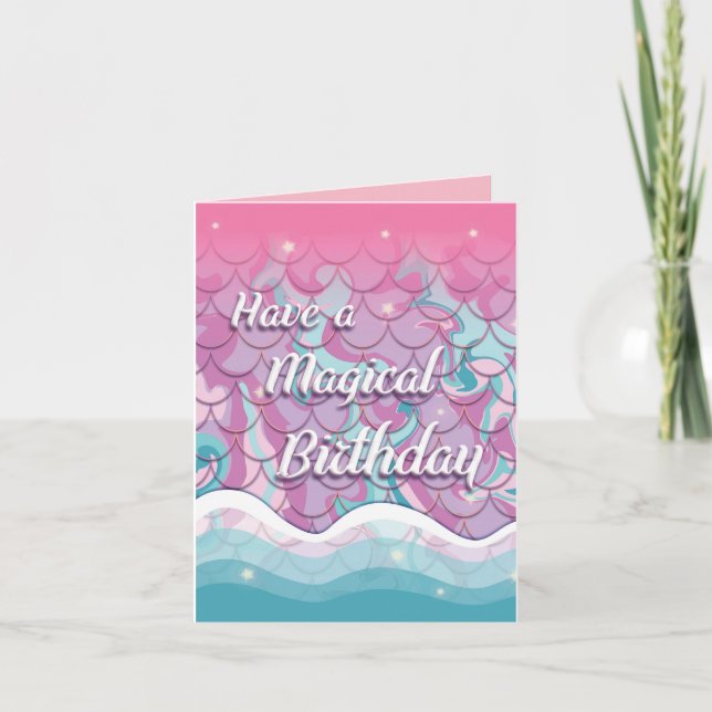 Tarjeta de cumpleaños mágica de sirena (Anverso)