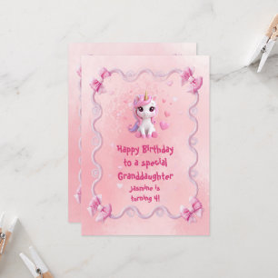 Tarjeta de cumpleaños mágica de Unicornio Rosa Lin