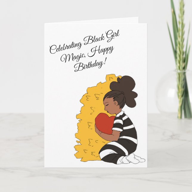 Tarjeta de cumpleaños mágica del Chica negro (Anverso)