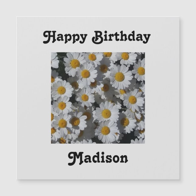 Tarjeta de cumpleaños magnética de White Daisies (Anverso)