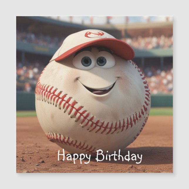 Tarjeta de cumpleaños magnética del béisbol person (Anverso)